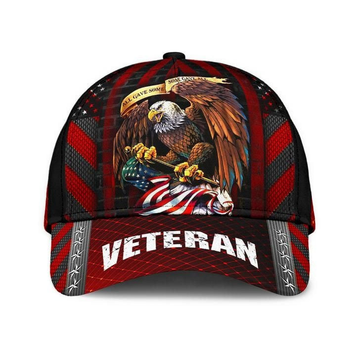 Eagle U.S. Veteran Printed Cap - Red Color Design