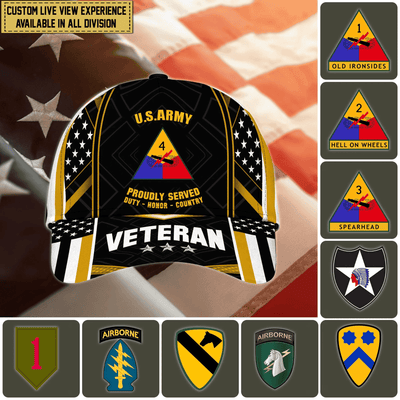 Customized U.S Branches Division Veteran Cap Printed Cap