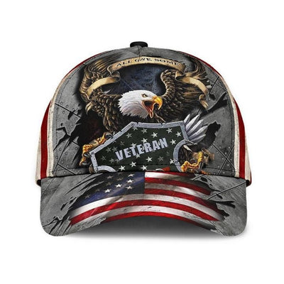 Eagle U.S Veteran Cap 3D Printed Iron Camo Grey Cap