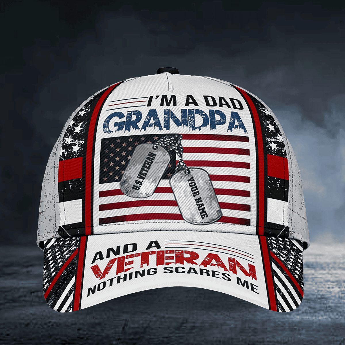 I Am A Dad Grandpa And A Veteran Nothing Scares Me Multicolor Veteran Cap 3D Printed