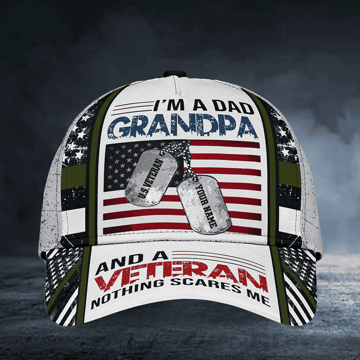 I Am A Dad Grandpa And A Veteran Nothing Scares Me Multicolor Veteran Cap 3D Printed