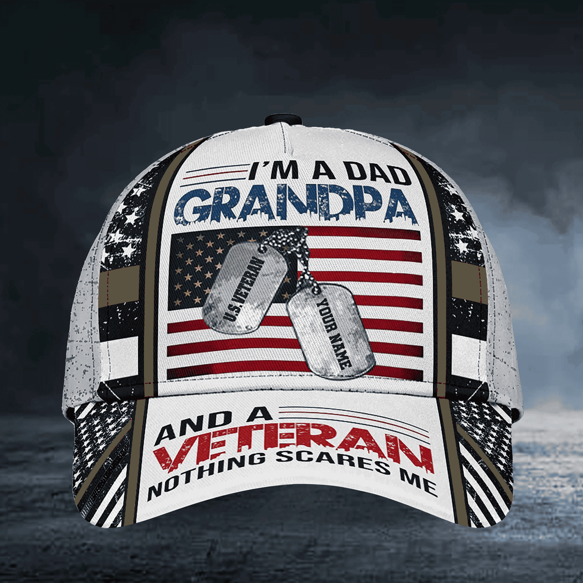 I Am A Dad Grandpa And A Veteran Nothing Scares Me Multicolor Veteran Cap 3D Printed