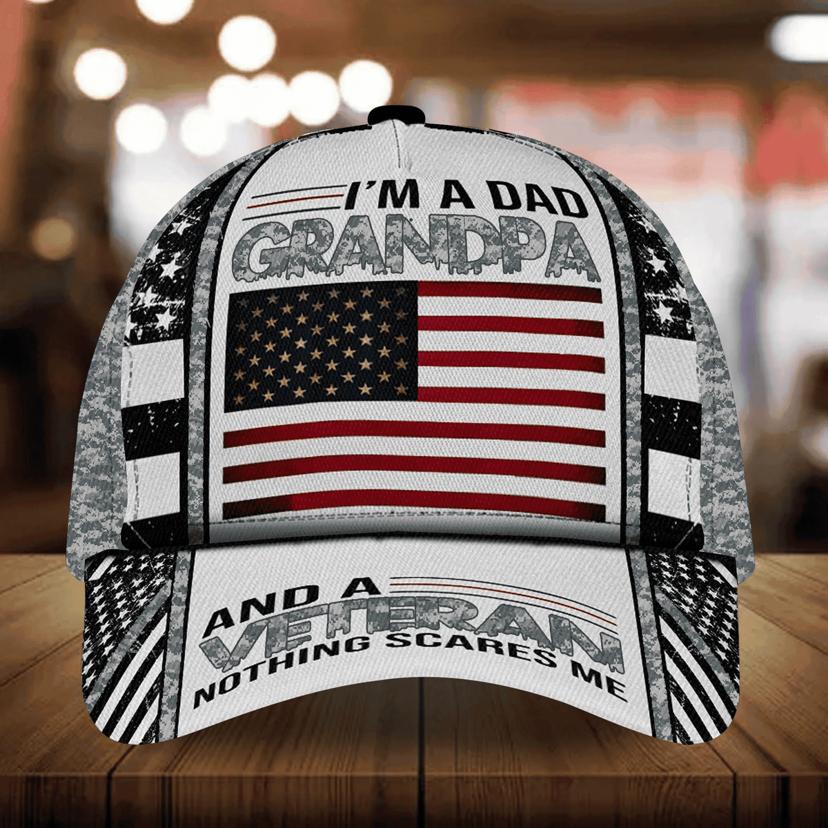 I Am A Dad Grandpa And A Veteran Nothing Scares Me Multicolor Veteran Cap 3D Printed Camo Cap