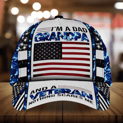 I Am A Dad Grandpa And A Veteran Nothing Scares Me Multicolor Veteran Cap 3D Printed Camo Cap