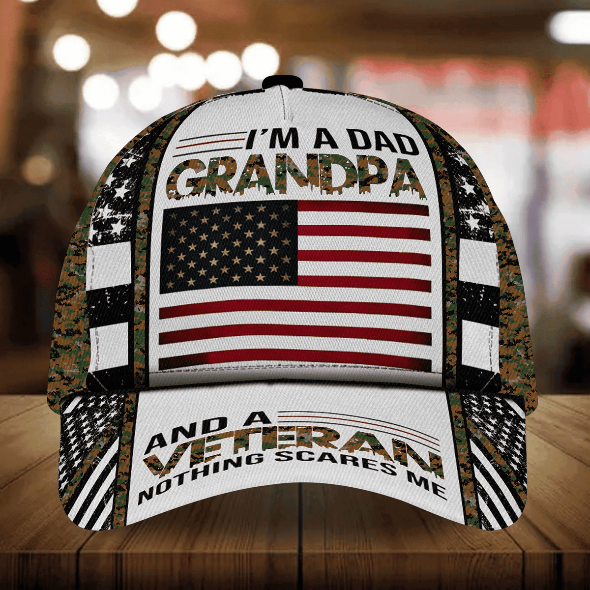 I Am A Dad Grandpa And A Veteran Nothing Scares Me Multicolor Veteran Cap 3D Printed Camo Cap