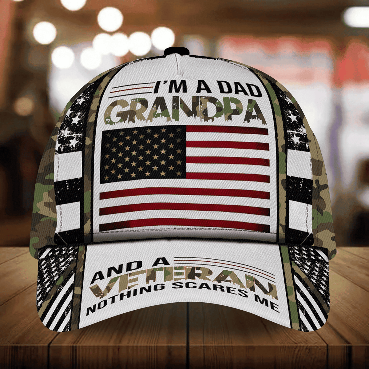 I Am A Dad Grandpa And A Veteran Nothing Scares Me Multicolor Veteran Cap 3D Printed Camo Cap