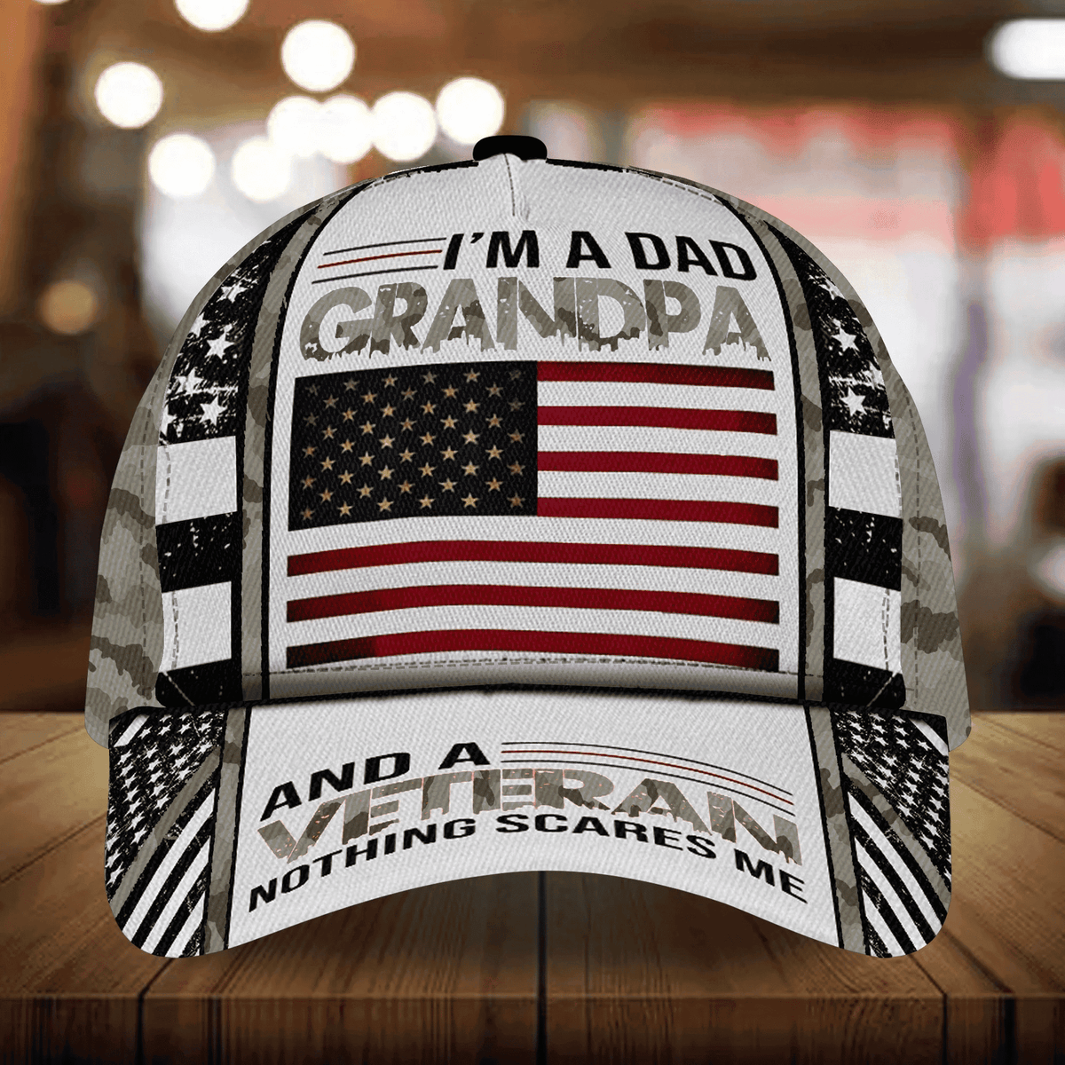 I Am A Dad Grandpa And A Veteran Nothing Scares Me Multicolor Veteran Cap 3D Printed Camo Cap