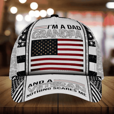 I Am A Dad Grandpa And A Veteran Nothing Scares Me Multicolor Veteran Cap 3D Printed Camo Cap