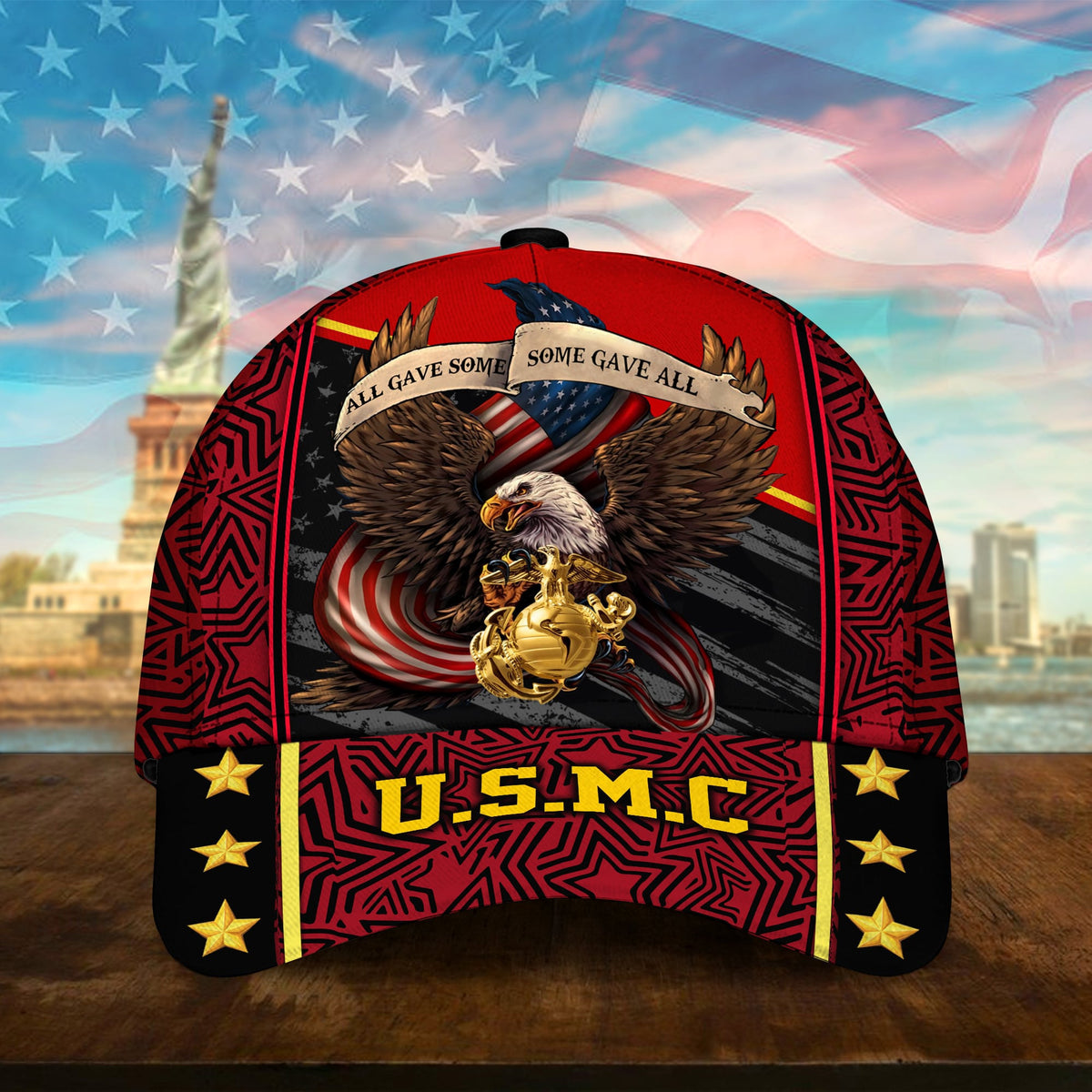 All Gave Some Some Gave All Multiservice U.S. Veteran 3D Printed Eagle USA Flag Cap
