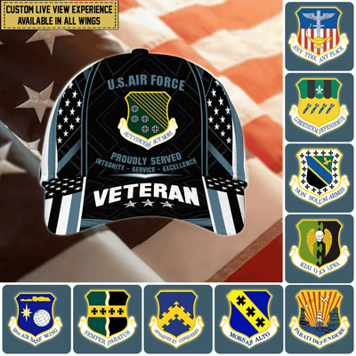 Customized U.S Air Force Wings Veteran Cap