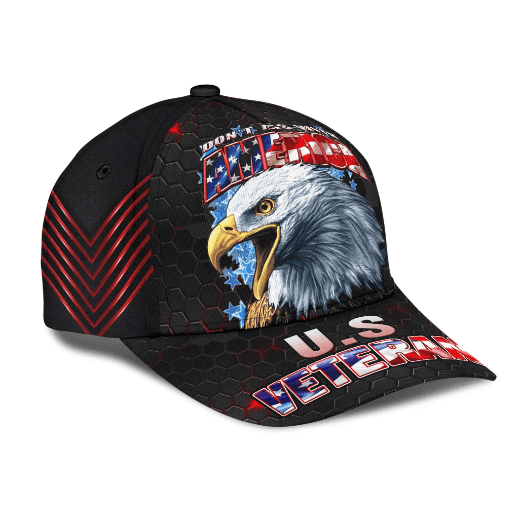 Don't Miss With American U.S Veteran Cap 3D Printed Eagle USA Flag Cap