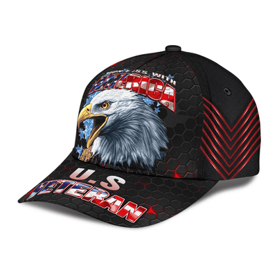 Don't Miss With American U.S Veteran Cap 3D Printed Eagle USA Flag Cap