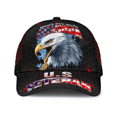 Don't Miss With American U.S Veteran Cap 3D Printed Eagle USA Flag Cap
