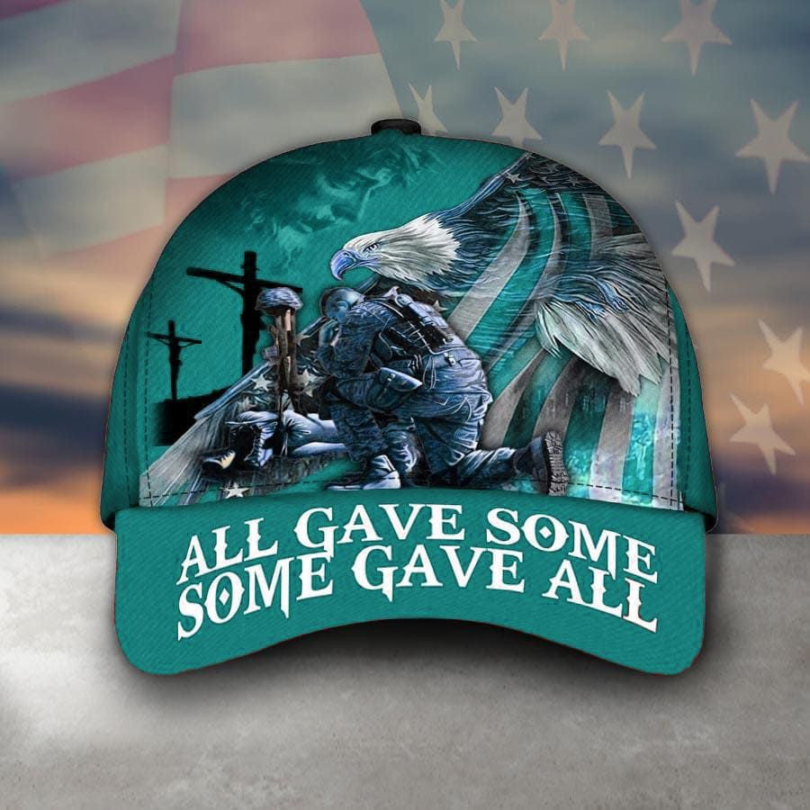 All Gave Some Some Gave All Jesus Eagle USA Flag Solider Multicolored 3D Printed Cap