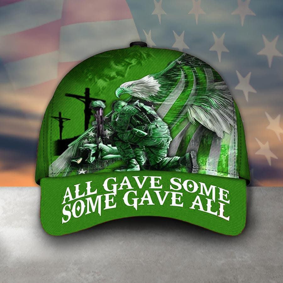 All Gave Some Some Gave All Jesus Eagle USA Flag Solider Multicolored 3D Printed Cap