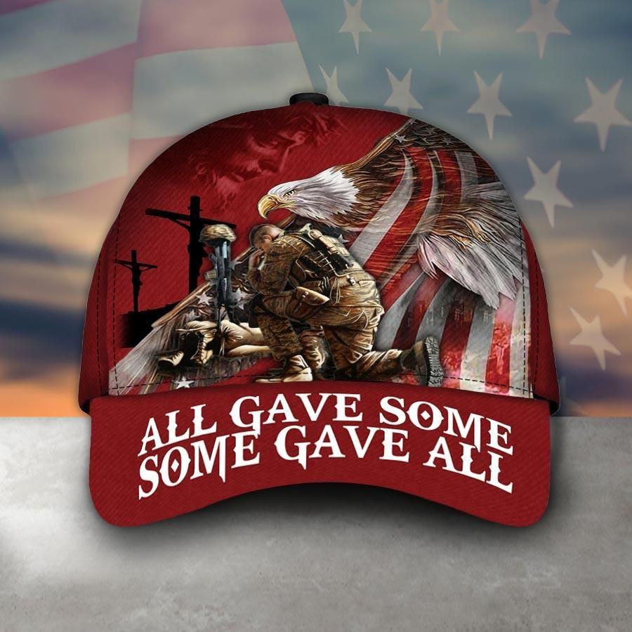 All Gave Some Some Gave All Jesus Eagle USA Flag Solider Multicolored 3D Printed Cap