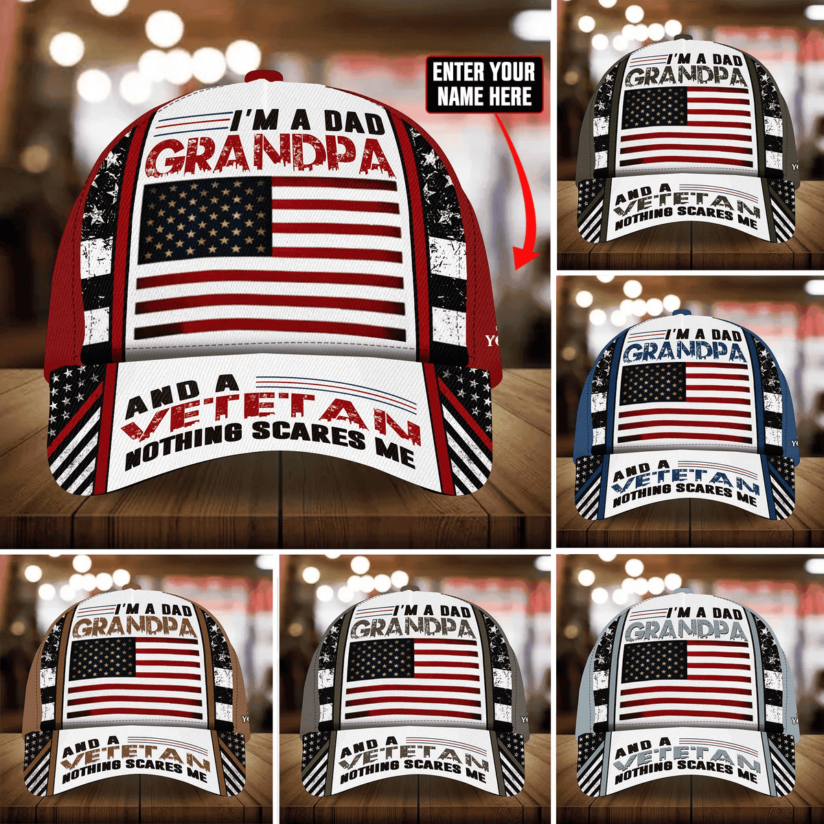 I Am A Dad Grandpa And A Veteran Nothing Scares Me Personalized Multicolor Veteran Cap 3D Printed