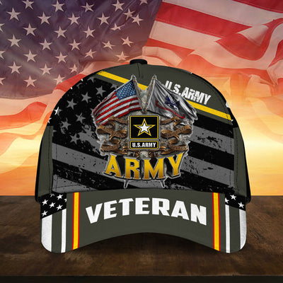 Custom U.S Branches Veteran 3D Cap USA Flag Cap