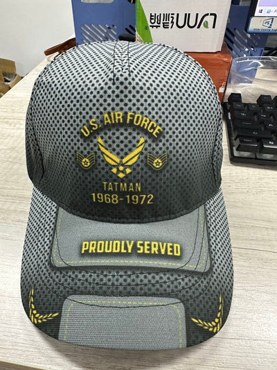 Customized U.S Air Force Veteran Hat – 3D Cap Personalized With Rank Military Style Ball