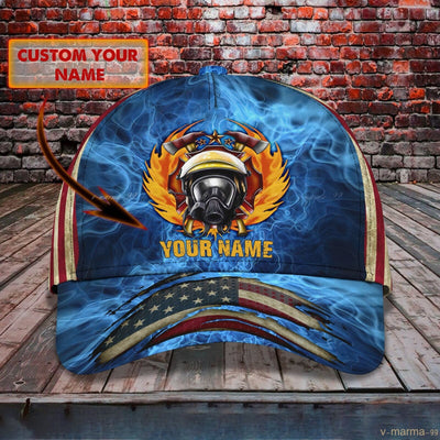 Customized Firefighter America Hat – 3D Cap Personalized Classic Baseball Cap