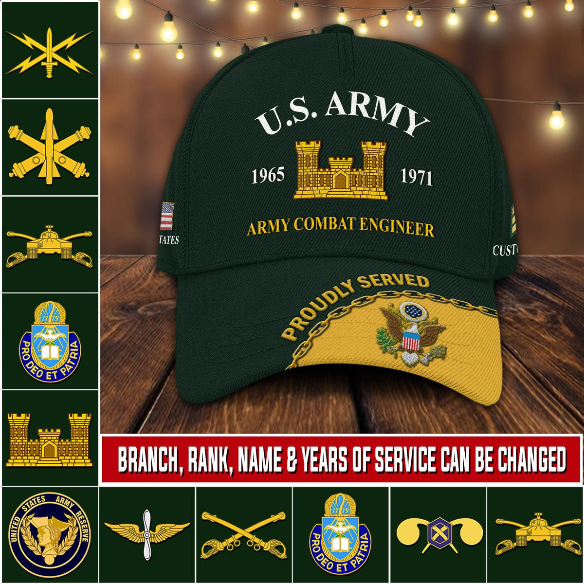 Custom U.S. Military Branch Veteran Classic Cap