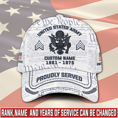 Customized U.S. Branches Veteran Hat - Personalized Rank and Military Style Ball Cap Printing