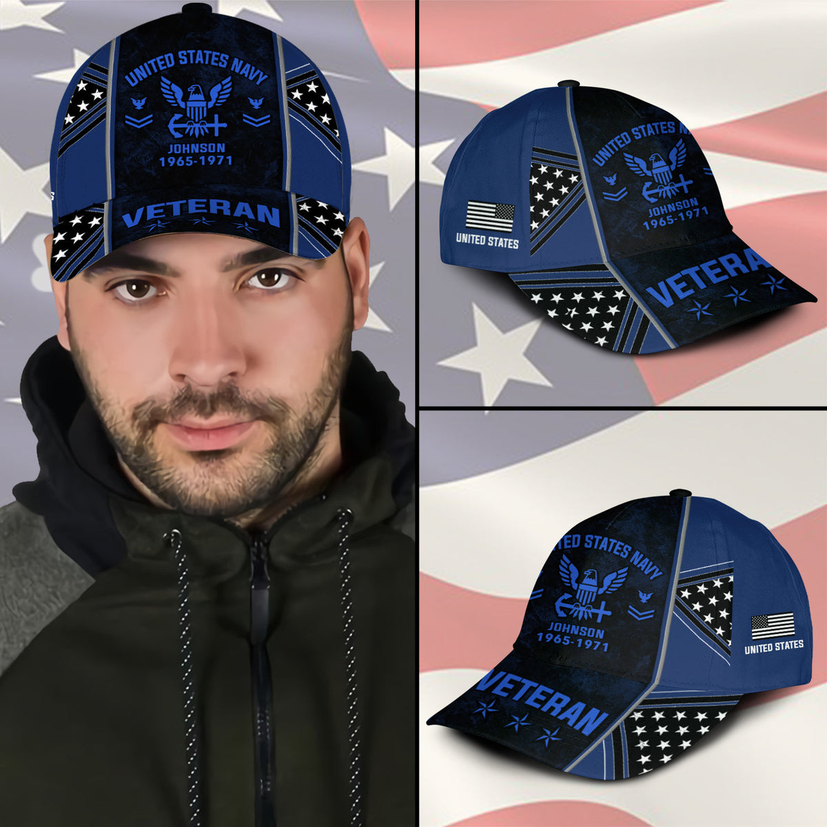 Custom U.S. Navy Veteran Hat - Create Your Own Rank-Printed Military Ball Cap