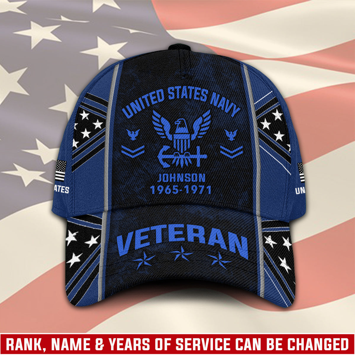 Custom U.S. Navy Veteran Hat - Create Your Own Rank-Printed Military Ball Cap