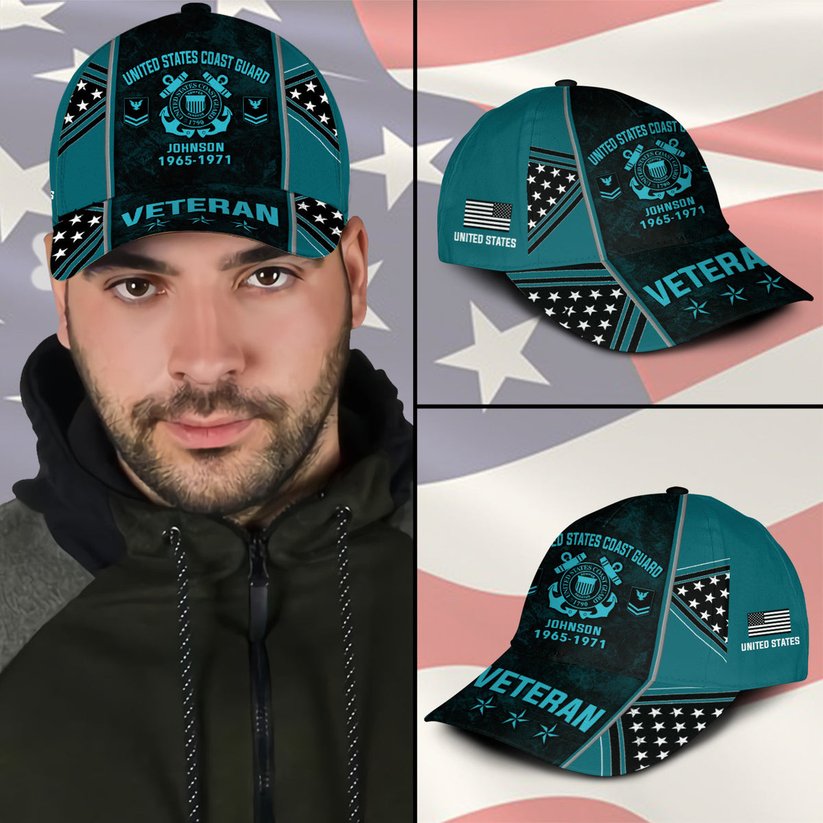 Custom U.S. Coast Guard Veteran Hat - Personalized Rank and Military-Style Ball Cap Printing