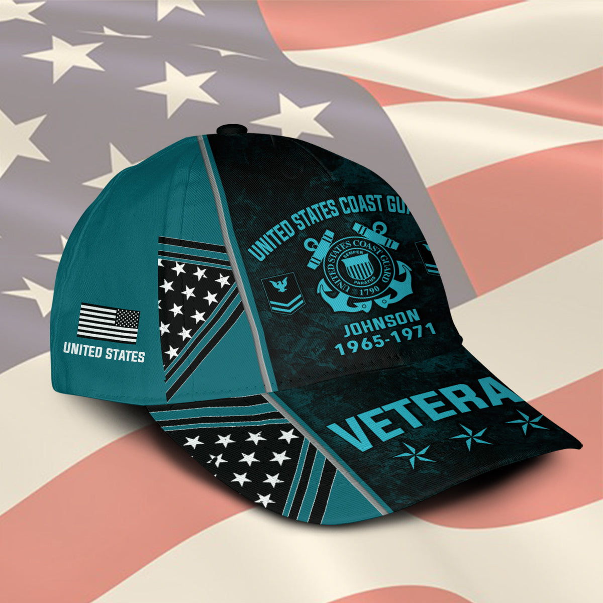 Custom U.S. Coast Guard Veteran Hat - Personalized Rank and Military-Style Ball Cap Printing