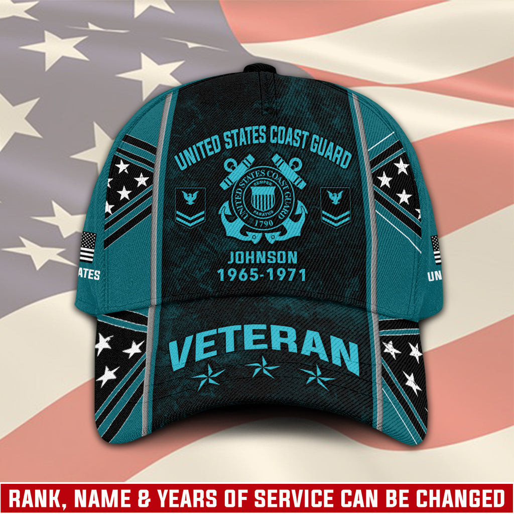 Custom U.S. Coast Guard Veteran Hat - Personalized Rank and Military-Style Ball Cap Printing