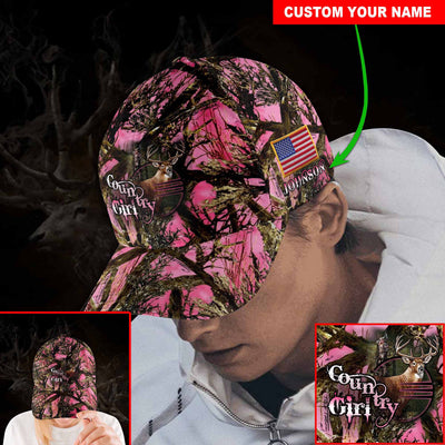 Custom Deer Hunter Love Hunting Cap - Custom Your Cap All Over Printed Pink Color