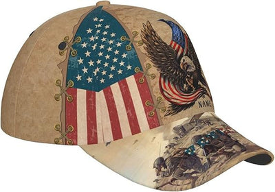 Custom Veteran Hat US Eagle Vintage Style Unisex 3D Classic Cap