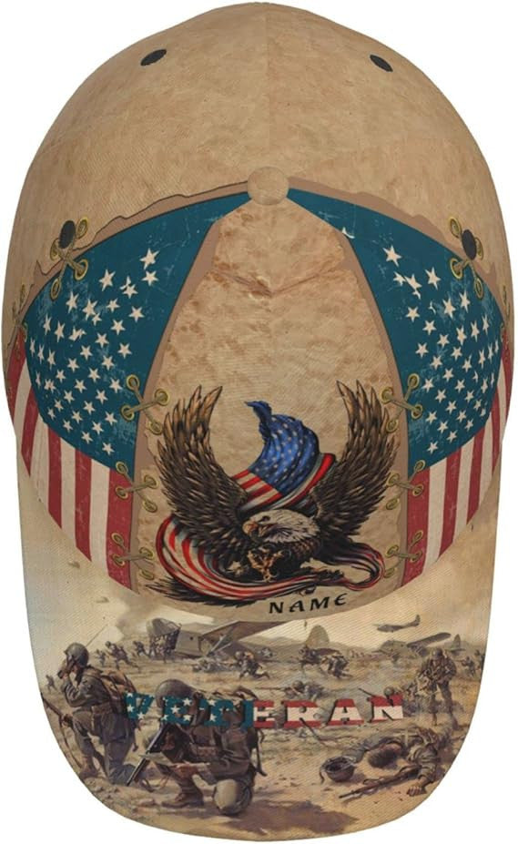 Custom Veteran Hat US Eagle Vintage Style Unisex 3D Classic Cap