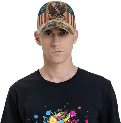 Custom Veteran Hat US Eagle Vintage Style Unisex 3D Classic Cap