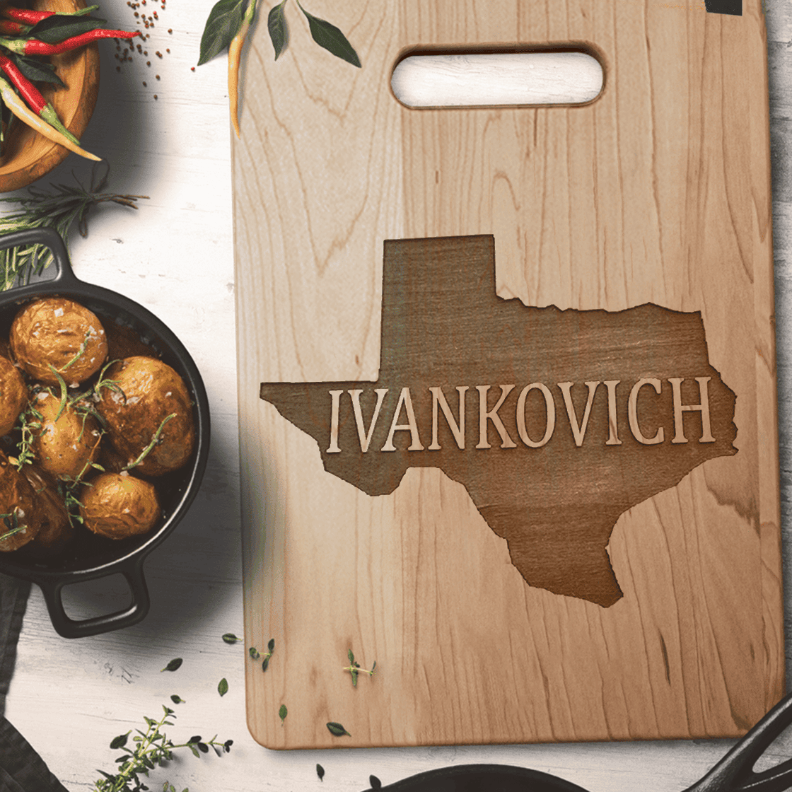 State Outline Engraved Cutting Board, Custom Name and State, Housewarming Gift, Wedding Gifts