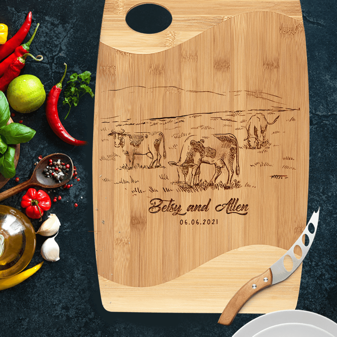Cutting Board, Personalized Farmhouse Decor, Farmhouse Cutting Board, Cow Kitchen Decor, Dairy Cow, Farm Life