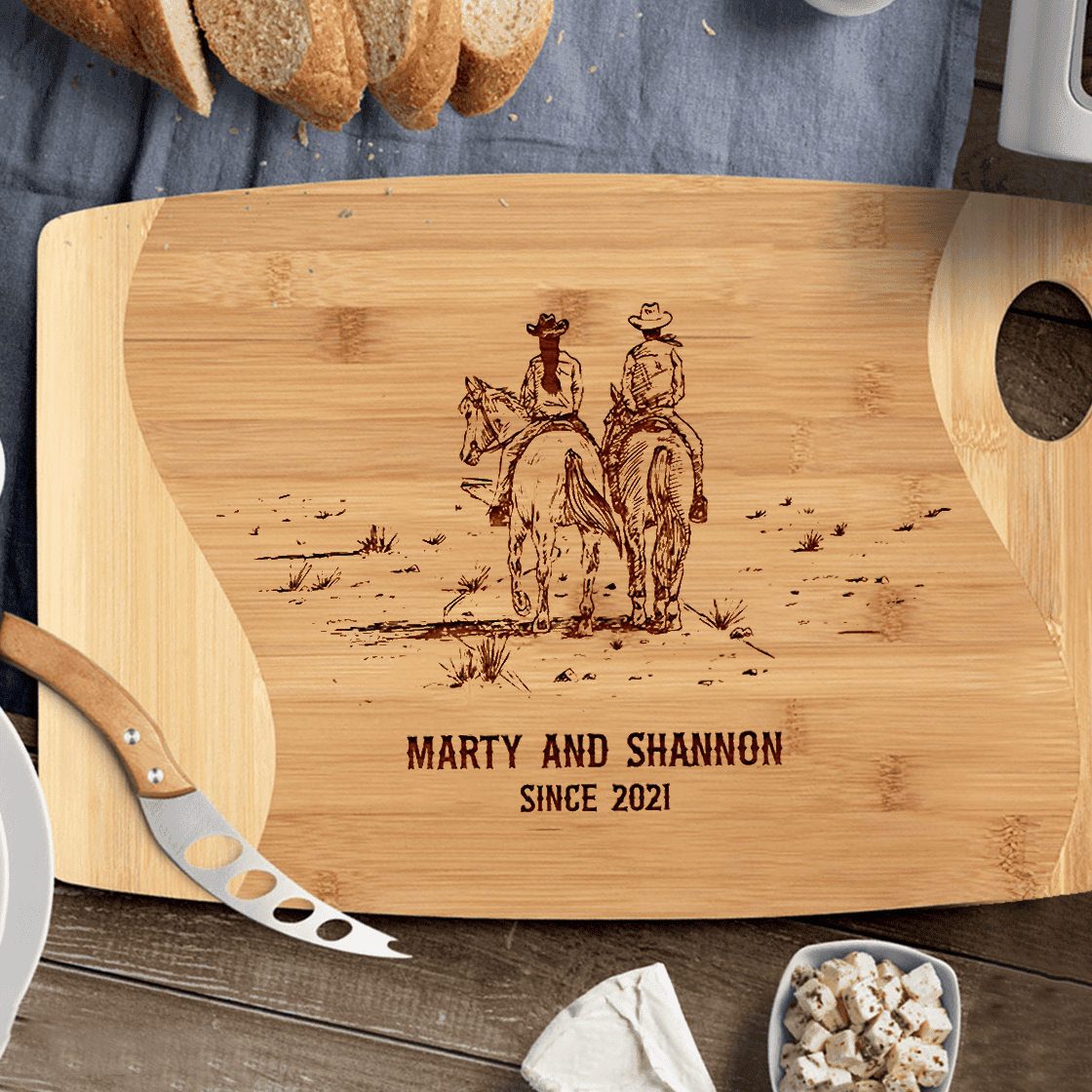 Cowboy Cutting Board, Cowboy and Cowgirl, Horse Gifts, Horse Kitchen Decor, Equestrian Gifts, Western Decor