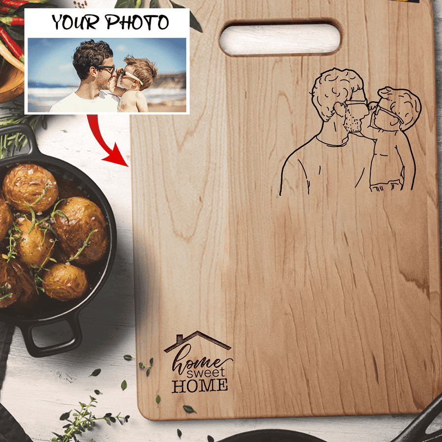 Personalized Cutting Board, Custom Photo, Home Sweet Home, Gift For Husband From Wife, Father's Day Gift