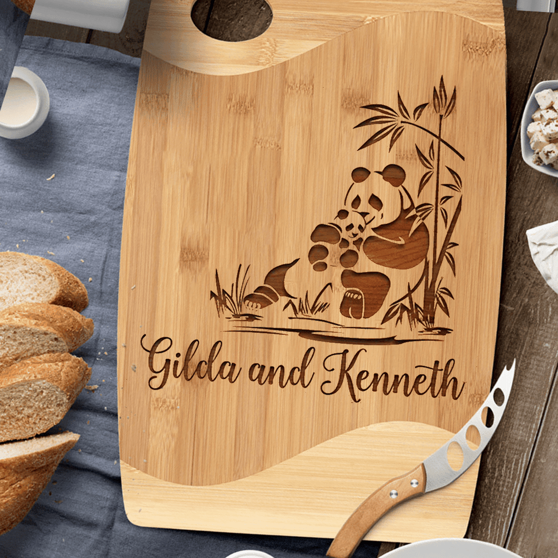 Personalized Cutting Board, Panda Kitchen Decor, Engraved Cutting Board, Wedding Gift, Housewarming Gift