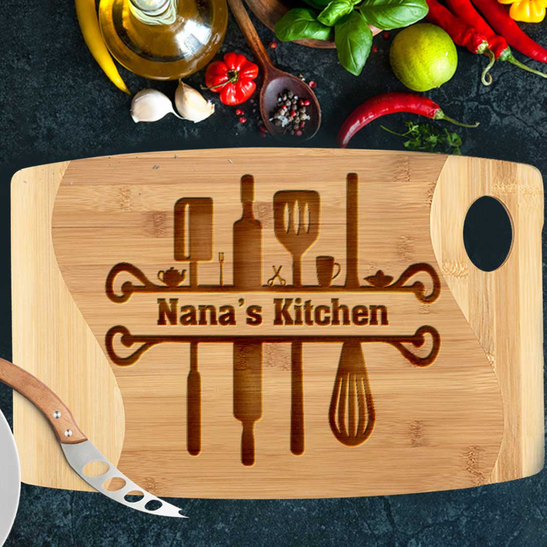 Personalized Grandma Cutting Board, Nana's Kitchen Mothers Day Gift, Mom Birthday Gift, Engraved Gift For Her