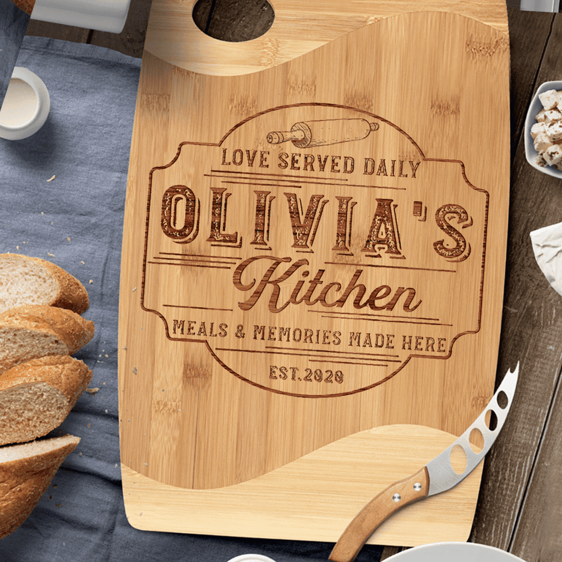 Personalized Cutting Board For Couple - Love Served Daily - Custom Name and Year - Housewarming Gift - Wedding Gifts