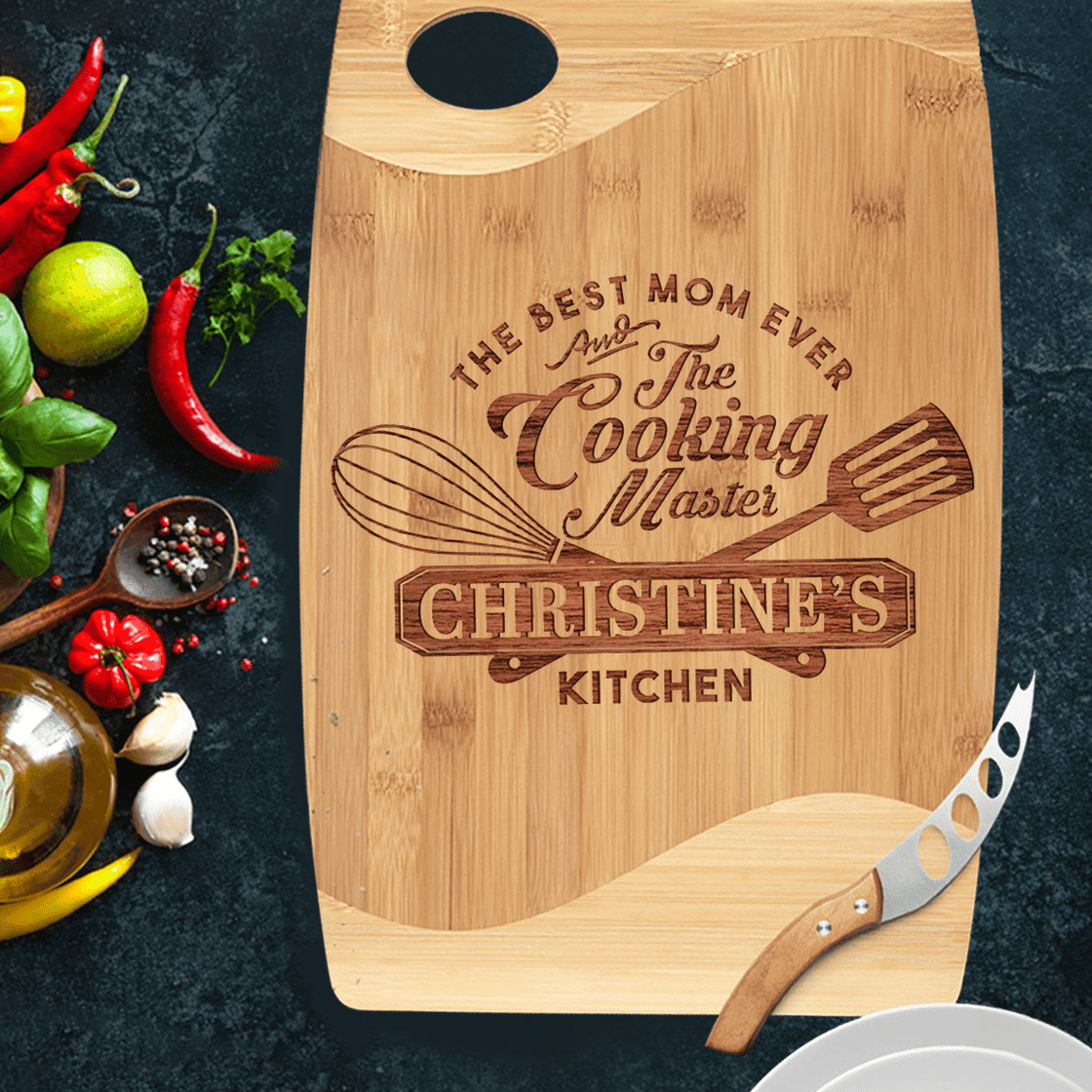Personalized Cutting Board Gifts for Mom, Aunt, Grandma - The Cooking Master - Mother's Day Gift - Custom Name