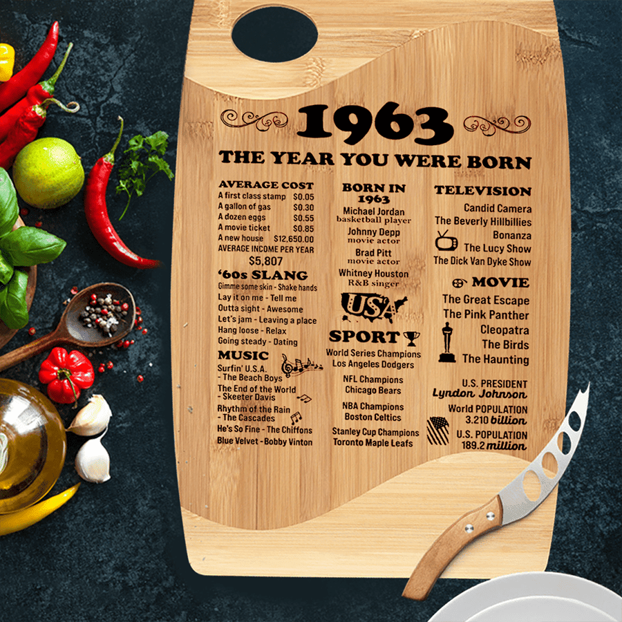 Happy 60 Year Old Birthday Gifts, 60th Birthday Present, Vintage 60th Birthday Decorations - Personalized Cutting Board