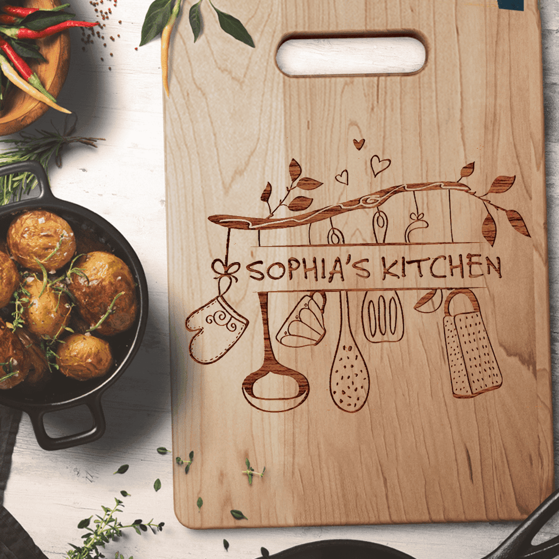Personalized Cutting Board Gifts for Mom, Aunt, Grandma - Hanging Cooking Tools - Mother's Day Gift - Custom Name
