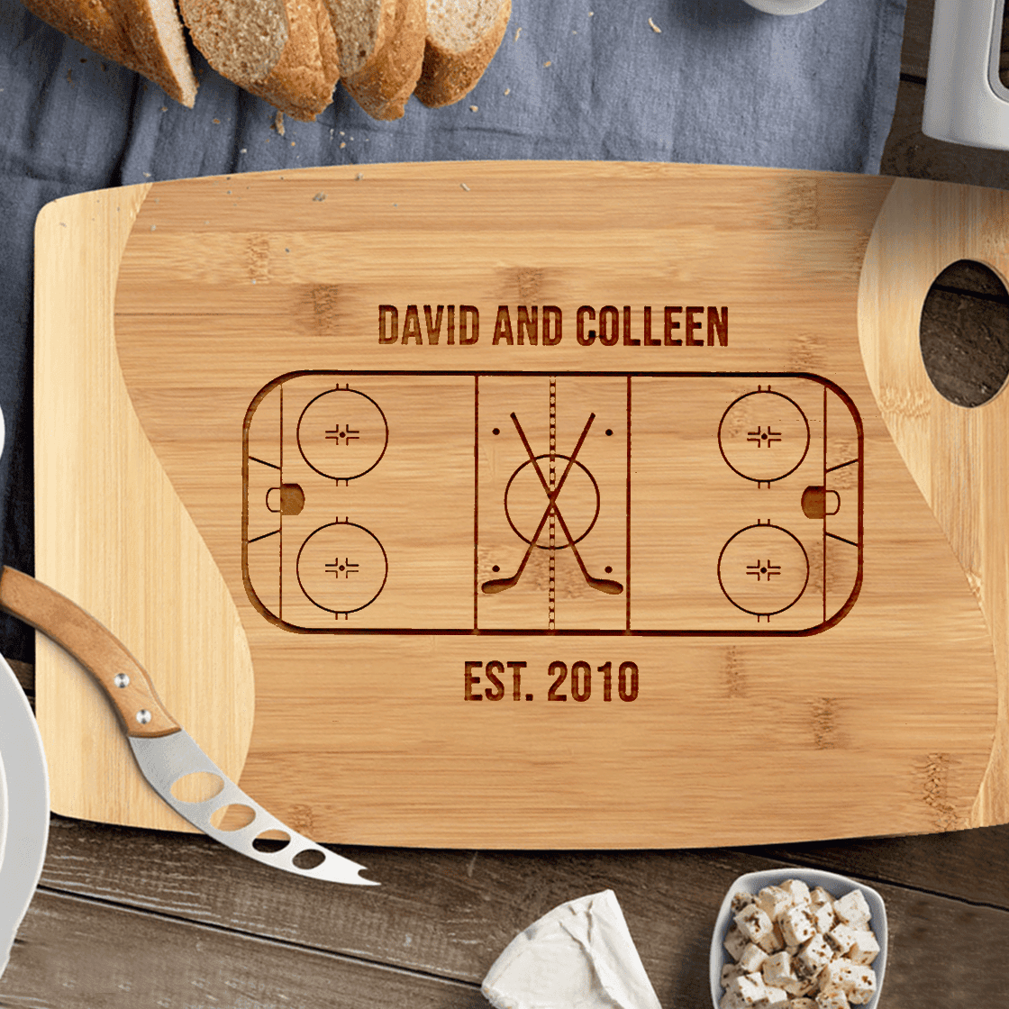 Hockey Cutting Board, Hockey Gifts, Hockey Fan Gift, Personalized Cutting Board, Engraved Chopping Block