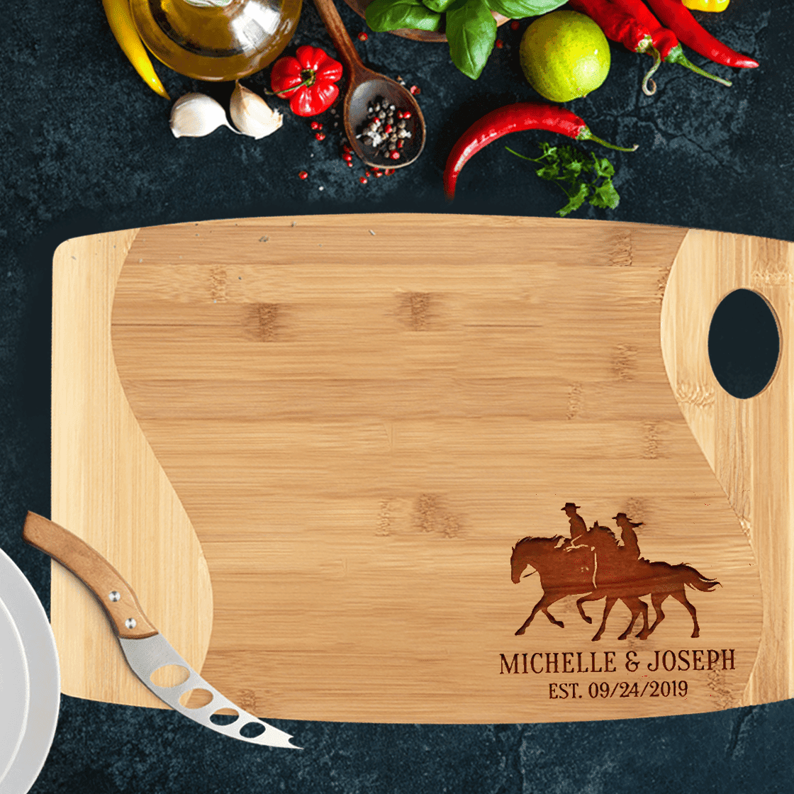 Horse Cutting Board, Personalized Cutting Board, Wedding Gift for Couple, Horse Kitchen, Housewarming Gift