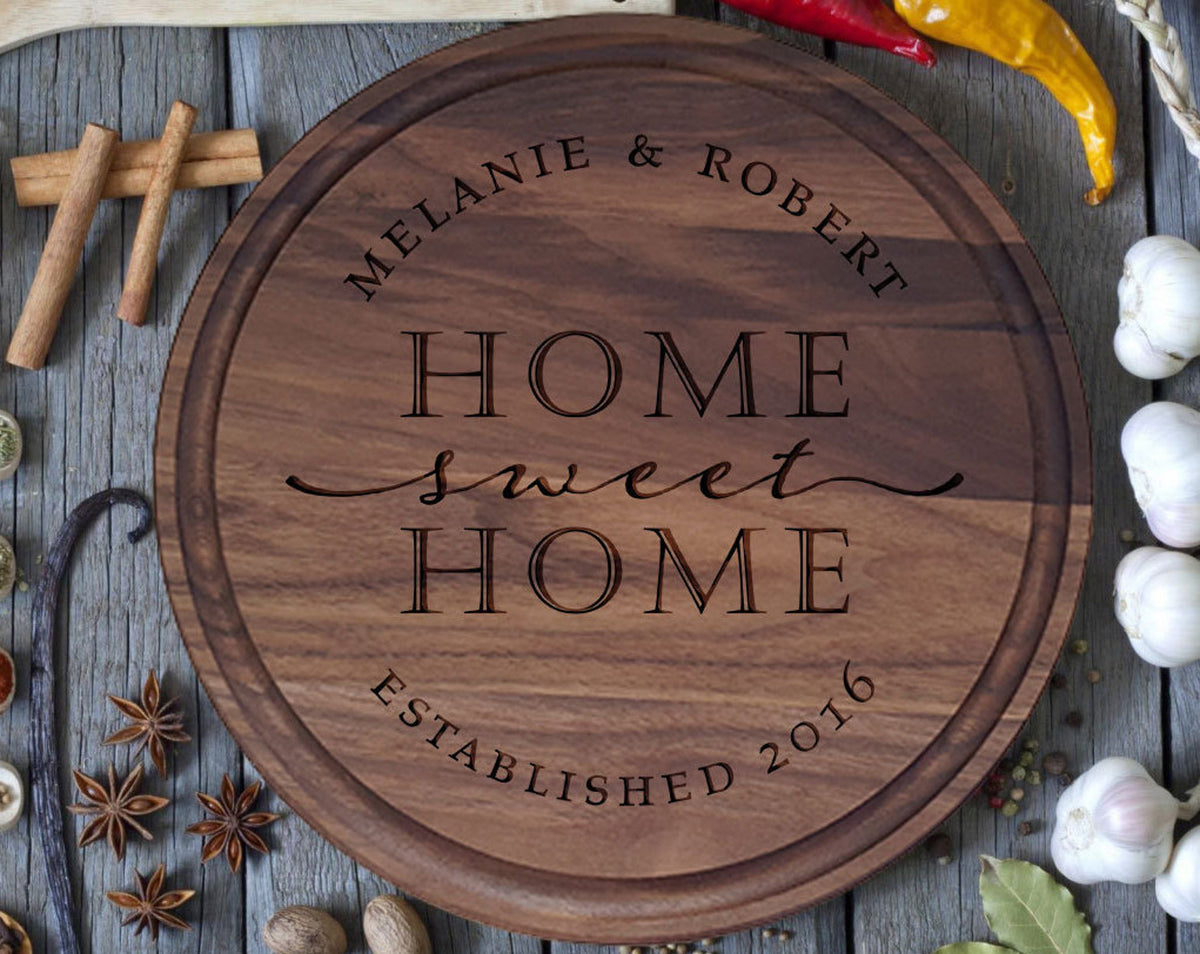 Personalized Round Cutting Board, Custom Round Cutting Board With Juice Groove , Cheese Board, Custom Kitchen Board