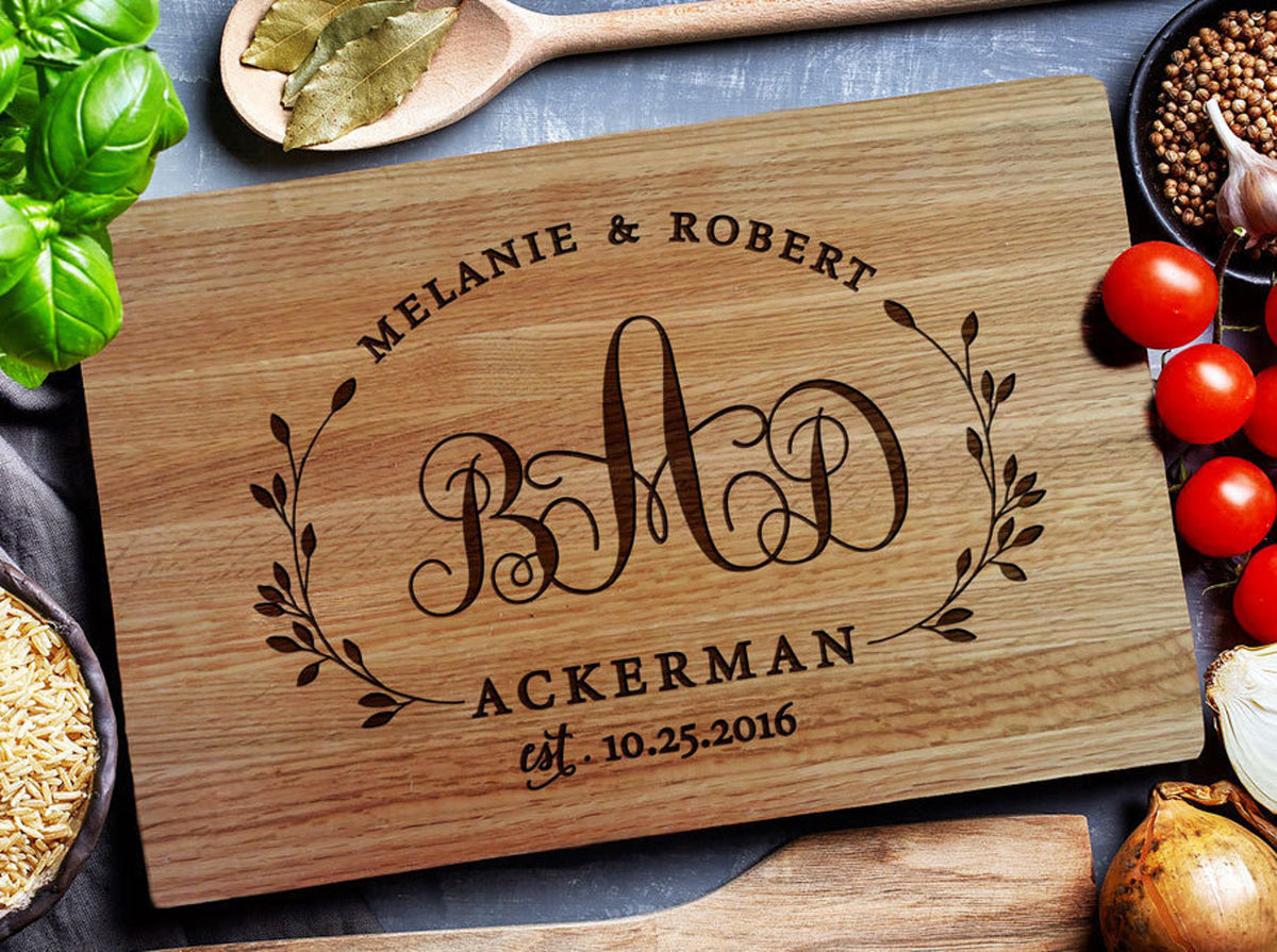 Custom Cutting Board, Personalized Cutting Board,Wedding Monogram, Kitchen Sign