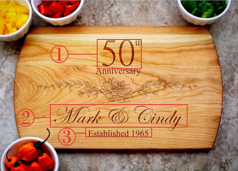 50th Anniversary Gift, Custom Cutting Board, Personalized Anniversary, Anniversary Gift for Her, Gift for Him, 50 Year Anniversary Gift